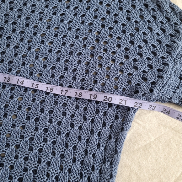 Reitmans Women's Blue Crochet Knit Sweater Size XL Coastal Sea Glass 100% Cotton - Picture 7 of 8